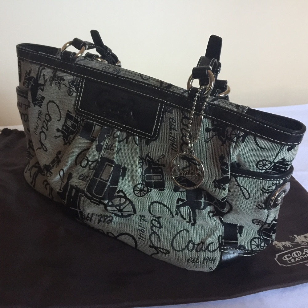 COACH SIGNATURE WOVEN JACQUARD BLACK/GRAY BAG👜